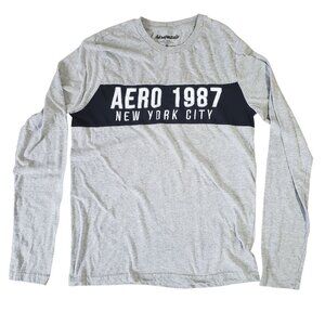 Aeropostale Aero 1987‎ New York City Gray Long Sleeve Shirt Size M Mens Casual